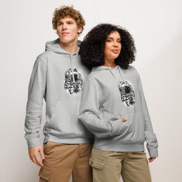 unisex-organic-mid-weight-hoodie-heather-grey-front-6834181d4904c.jpg Cosmic Explorer Astronaut Hoodie – Oversized Unisex Space Adventure Sweatshirt