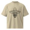 unisex-organic-oversized-high-neck-t-shirt-stone-front-68456a1b5efcd.jpg Vibrant Sombrero Sugar Skull Tee | Oversized Unisex Artistic T-Shirt