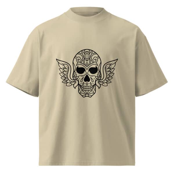 Bold Winged Skull Graphic Tee in White - Oversized Unisex Streetwear T-Shirt