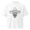 unisex-organic-oversized-high-neck-t-shirt-white-front-68456a1b5e2f6.jpg Sombrero Sugar Skull Tee in White - Oversized Unisex Streetwear Shirt