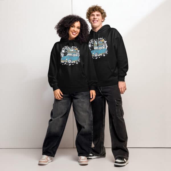 unisex-organic-relaxed-hoodie-black-front-6845642435eda.jpg Surf Van Hoodie in white - Cozy oversized unisex beach adventure sweatshirt