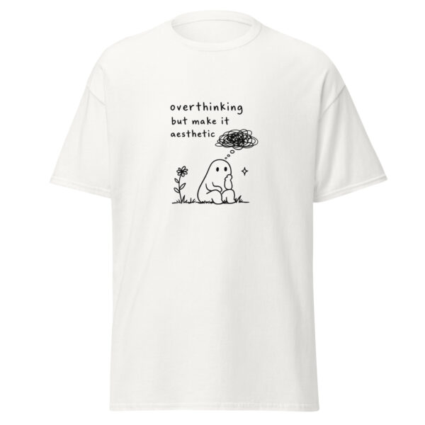 unisex-classic-tee-white-front-6a3c27a5e31f0.jpg Positive Mindset Graphic Tee featuring a cute aesthetic doodle design on a unisex casual t-shirt