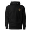 Premium Freedom Crest Hoodie with patriotic crest graphic, unisex classic streetwear pullover in black. Alternative ALT Texts
