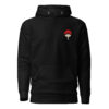 unisex-premium-pullover-hoodie-black-front-6a4d46cedc773.jpg Premium Japanese Inspired Symbol Hoodie featuring a red and white Japanese-inspired emblem on a black unisex streetwear pullover